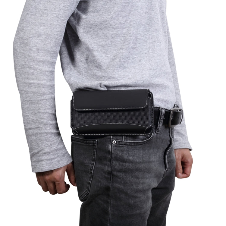 Men Universal Oxford Cloth Portable Mobile Phone Waist Pack Leather Case for Huawei Mate 20 X / 6.9 Inch or Below Smartphones – Waterproof, Leather