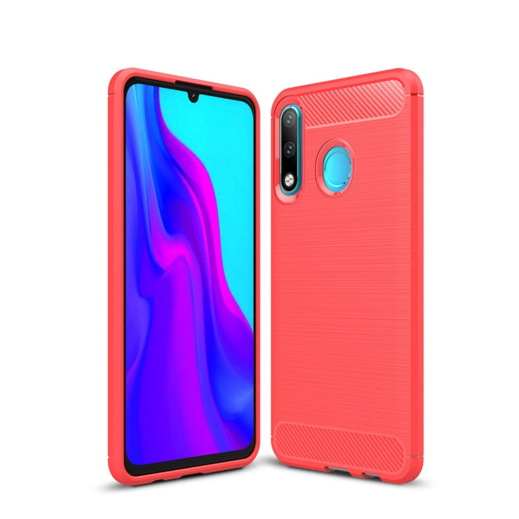 Brushed Texture Carbon Fiber TPU Case for Huawei P30 Lite, Huawei P30 Lite – TPU Huawei P30 Lite Red