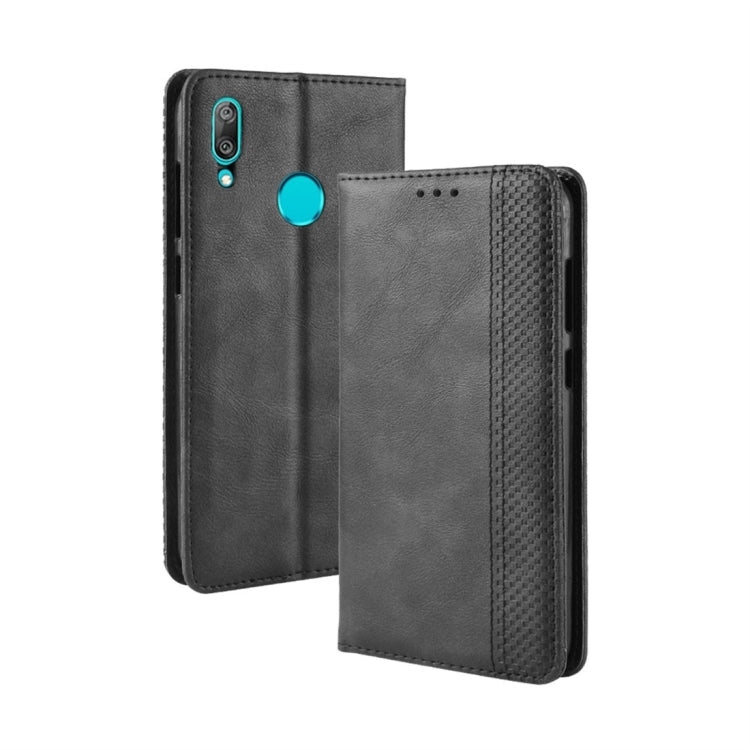 Magnetic Buckle Retro Texture Horizontal Flip Leather Case for Huawei Y7 (2019) / Y7 Prime (2019), with Holder & Card Slots & Wallet – Magnetic, Card Slot, Flip, For Huawei Y7 (2019) For Huawei Y7 (2019) Black