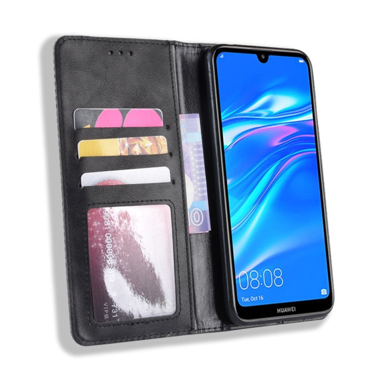Magnetic Buckle Retro Texture Horizontal Flip Leather Case for Huawei Y7 (2019) / Y7 Prime (2019), with Holder & Card Slots & Wallet – Magnetic, Card Slot, Flip, For Huawei Y7 (2019)