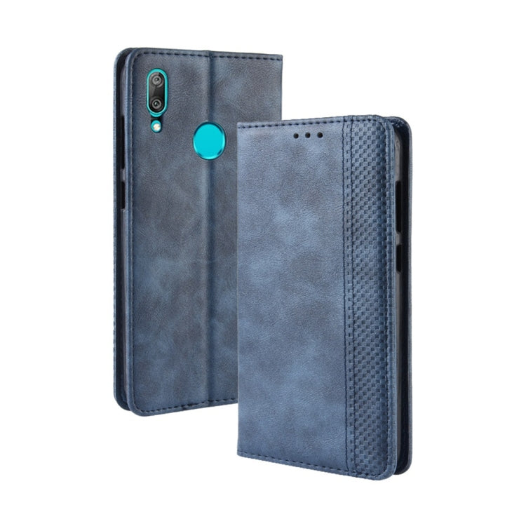 Magnetic Buckle Retro Texture Horizontal Flip Leather Case for Huawei Y7 (2019) / Y7 Prime (2019), with Holder & Card Slots & Wallet – Magnetic, Card Slot, Flip, For Huawei Y7 (2019) For Huawei Y7 (2019) Blue