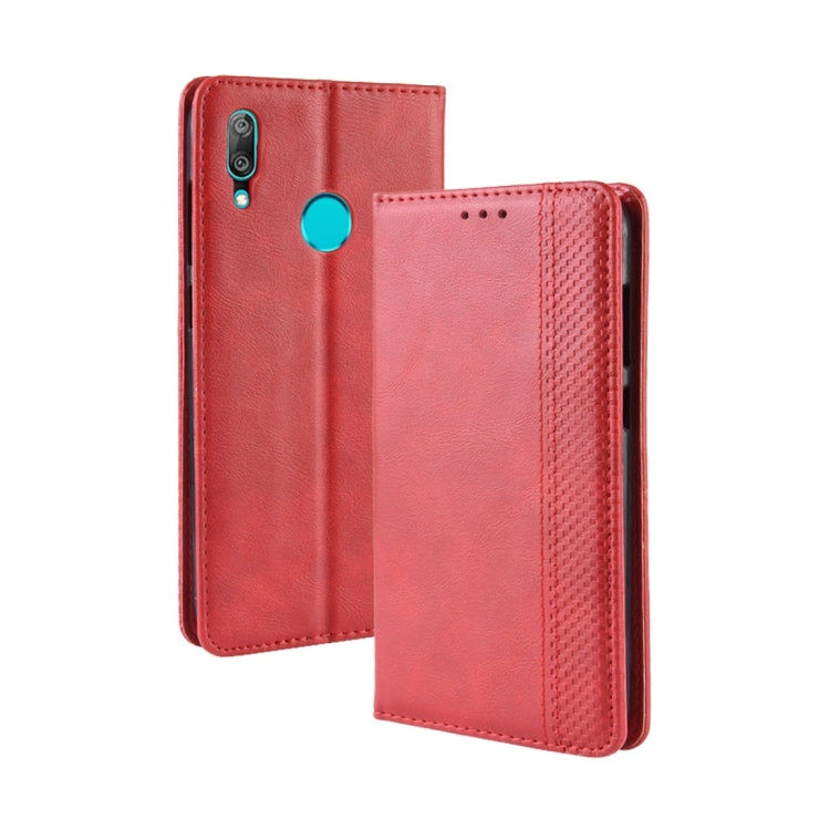 Magnetic Buckle Retro Texture Horizontal Flip Leather Case for Huawei Y7 (2019) / Y7 Prime (2019), with Holder & Card Slots & Wallet – Magnetic, Card Slot, Flip, For Huawei Y7 (2019) For Huawei Y7 (2019) Red