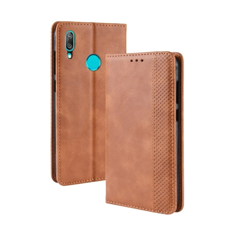 Magnetic Buckle Retro Texture Horizontal Flip Leather Case for Huawei Y7 (2019) / Y7 Prime (2019), with Holder & Card Slots & Wallet – Magnetic, Card Slot, Flip, For Huawei Y7 (2019) For Huawei Y7 (2019) Brown