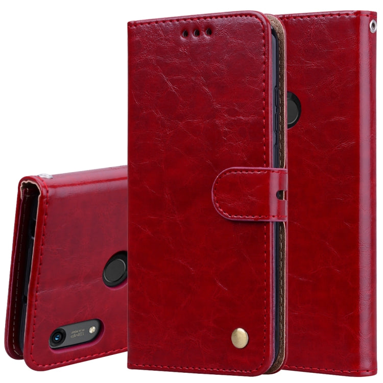 Business Style Oil Wax Texture Horizontal Flip Leather Case for Huawei Y6 (2019) / Honor 8A, with Holder & Card Slots & Wallet – Card Slot, Flip, Leather, For Huawei Honor 8A, For Huawei Y6 (2019) / Honor 8A For Huawei Y6 (2019) Honor 8A Red