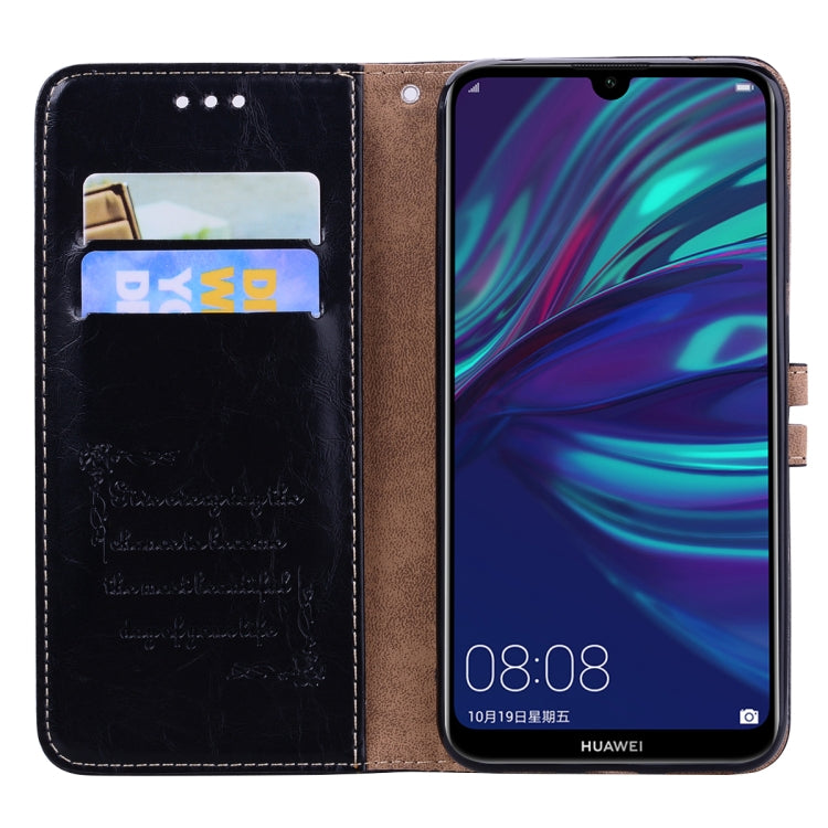 Business Style Oil Wax Texture Horizontal Flip Leather Case for Huawei Y7 (2019), with Holder & Card Slots & Wallet – Card Slot, Flip, Leather, For Huawei Y7 (2019)