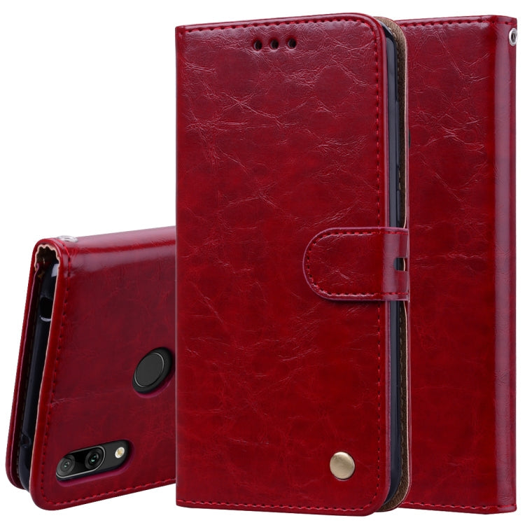 Business Style Oil Wax Texture Horizontal Flip Leather Case for Huawei Y7 (2019), with Holder & Card Slots & Wallet – Card Slot, Flip, Leather, For Huawei Y7 (2019) For Huawei Y7 (2019) Red