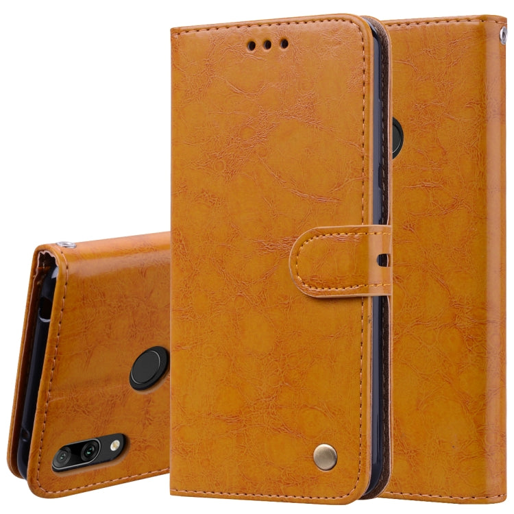Business Style Oil Wax Texture Horizontal Flip Leather Case for Huawei Y7 (2019), with Holder & Card Slots & Wallet – Card Slot, Flip, Leather, For Huawei Y7 (2019) For Huawei Y7 (2019) Brown