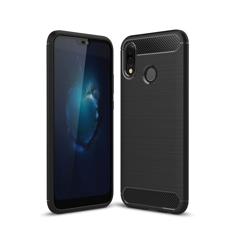 For Huawei P20 Lite Brushed Texture Carbon Fiber Shockproof TPU Protective Back Case , Huawei P20 Lite – Shockproof, TPU Huawei P20 Lite Black