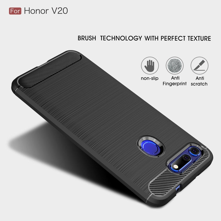 Brushed Texture Carbon Fiber Shockproof TPU Case for Huawei Honor View 20 – Shockproof, TPU, For Huawei Honor View 20, For Honor View 20