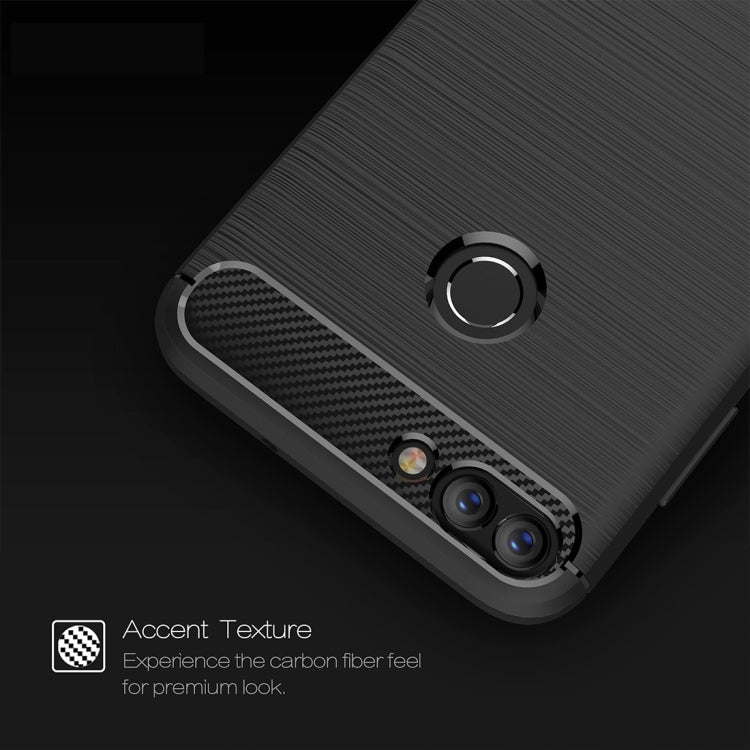 For Huawei P smart / Enjoy 7S Brushed Texture Carbon Fiber Shockproof TPU Protective Back Case – Shockproof, TPU, For Huawei P smart / Enjoy 7S