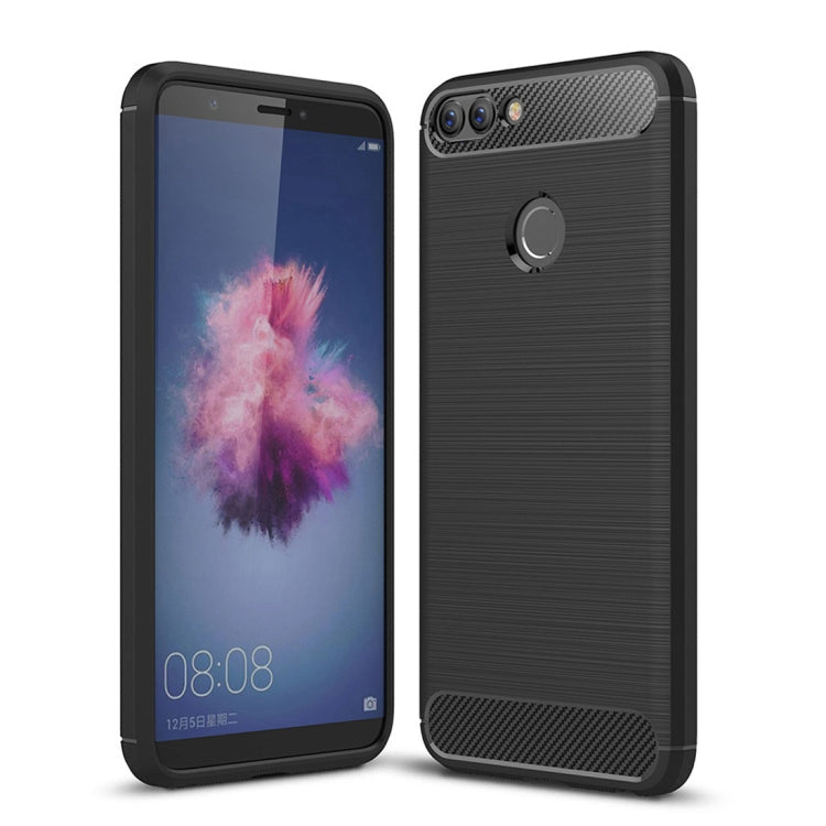 For Huawei P smart / Enjoy 7S Brushed Texture Carbon Fiber Shockproof TPU Protective Back Case – Shockproof, TPU, For Huawei P smart / Enjoy 7S