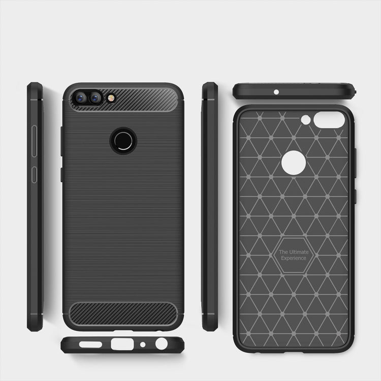 For Huawei P smart / Enjoy 7S Brushed Texture Carbon Fiber Shockproof TPU Protective Back Case – Shockproof, TPU, For Huawei P smart / Enjoy 7S