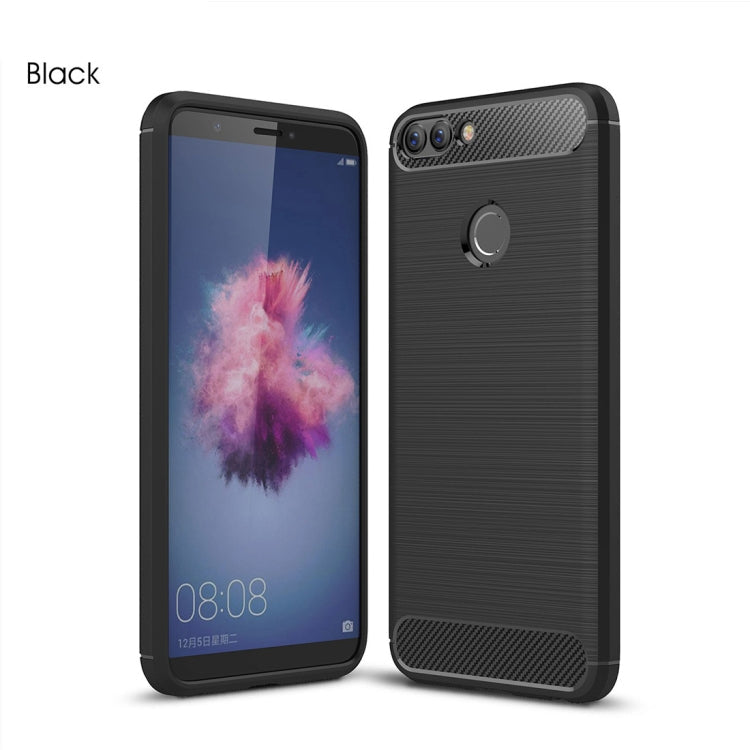 For Huawei P smart / Enjoy 7S Brushed Texture Carbon Fiber Shockproof TPU Protective Back Case – Shockproof, TPU, For Huawei P smart / Enjoy 7S