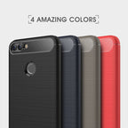 For Huawei P smart / Enjoy 7S Brushed Texture Carbon Fiber Shockproof TPU Protective Back Case – Shockproof, TPU, For Huawei P smart / Enjoy 7S