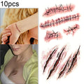 10pcs S-165 Halloween Terror Wound Realistic Scratches Injury Scar Temporary Tattoo Sticker, S-165/10pcs S-165 10pcs
