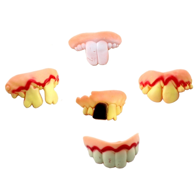 5 PCS Halloween Prank Funny Various Modelling Entire Scary Bucktooth Dentures Teeth Fake Braces for Party Club, Random Style Delivery, 5 PCS 5 PCS