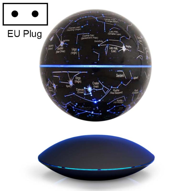 6 inch Rotation Illuminating English Magnetic Levitation Globe Office Crafts Ornaments, EU Plug, Black EU Plug, Baby Blue EU Plug Black EU Plug Black