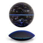 6 inch Rotation Illuminating English Magnetic Levitation Globe Office Crafts Ornaments, EU Plug, Black EU Plug, Baby Blue EU Plug