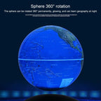 6 inch Rotation Illuminating English Magnetic Levitation Globe Office Crafts Ornaments, EU Plug, Black EU Plug, Baby Blue EU Plug