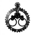 Home Simple European Style Triangular Mechanical Gears Wall Clock, Black Black Black