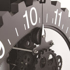 Home Simple European Style Triangular Mechanical Gears Wall Clock, Black