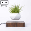 Diamond Plastic Flower Pot + Dark Wood Grain Base Magnetic Levitation Potted Plant Home Decoration, EU Plug, Dark Wood Grain EU Plug, Light Wood Grain EU Plug Dark Wood Grain EU Plug HC0266A