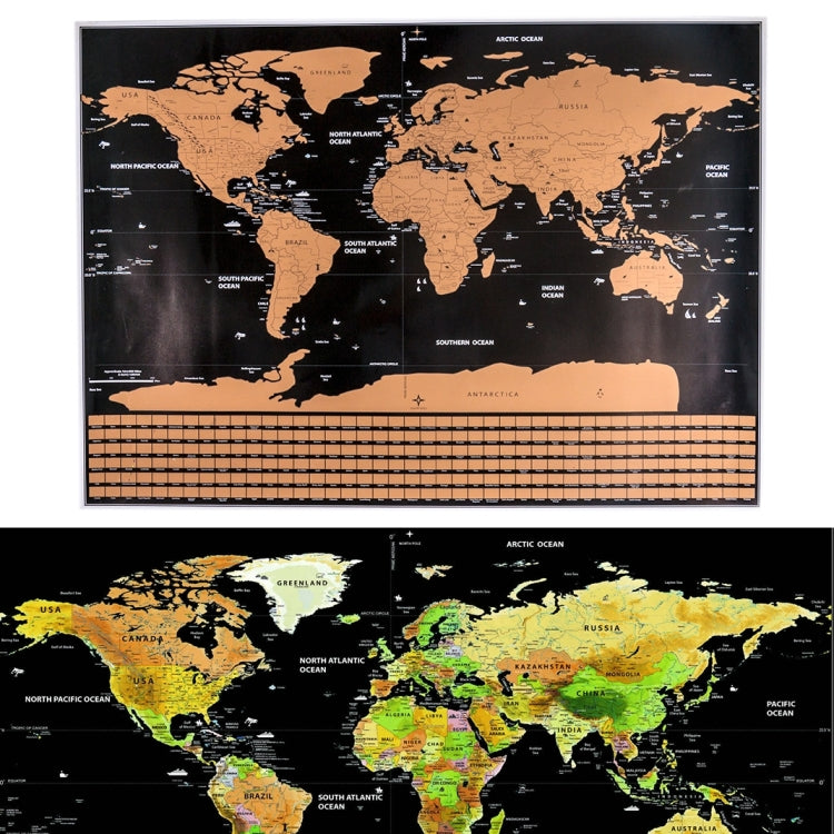 School Teaching Office Supplies Scratch World Map with National Flags, Size: 82.6 x 59.5cm, With Flags With Flags