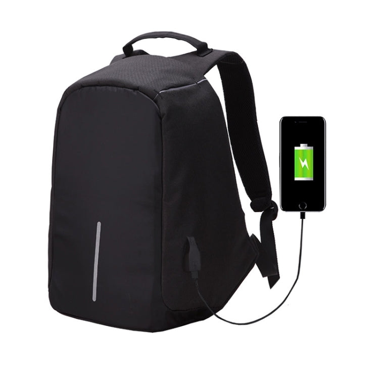 Multi-Function Large Capacity Travel Anti-theft Security Casual Backpack Laptop Computer Bag with External USB Charging Interface for Men / Women, Size: 42 x 29 x 14 cm, Black, Grey, Blue, Purple Black Black