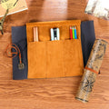 PU Leather Pencil Case & Stationery Bag Brown