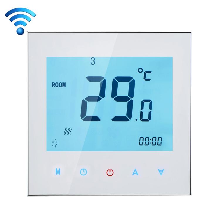 BHT-1000-GB-WIFI 16A Load Electronic Heating Type Touch LCD Digital WiFi Heating Room Thermostat with Sensor, Display Clock / Temperature / Periods / Time / Week / Heat etc., BHT-1000 16A (Black), BHT-1000 16A (White) – Durable Build, Easy to Use BHT-1000 16A (White) White
