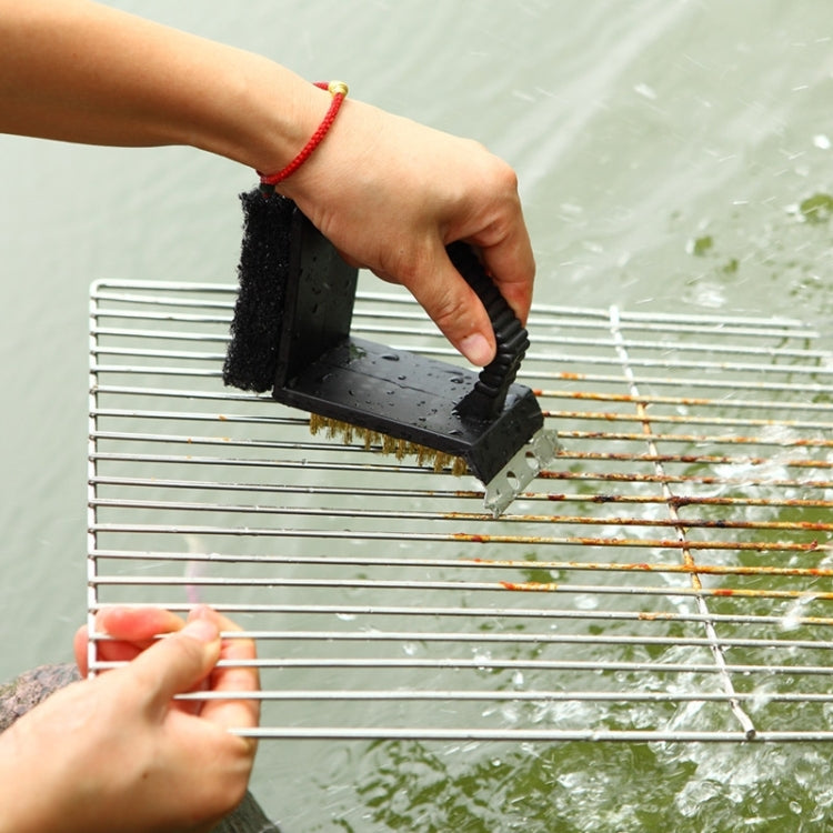 Outdoor Barbecue Cleaning Brush Camping Picnic BBQ Copper Wire Grill Three In One Right Angle Copper Wire Triangular Brush, BBQ Copper Brush BBQ Copper Brush