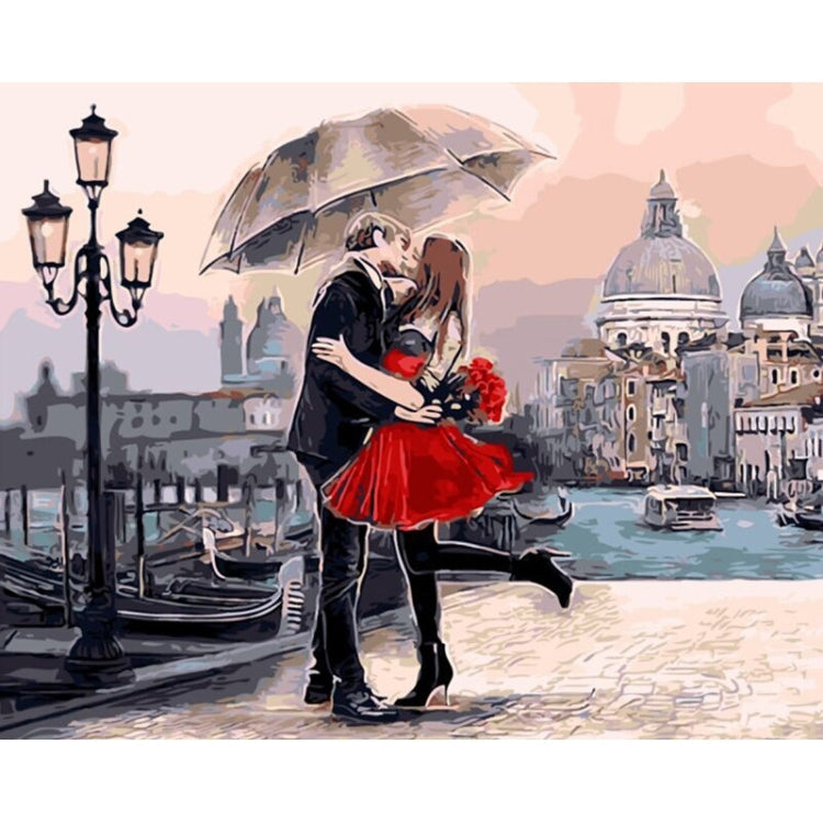 DIY Creative Paint By Numbers Oil Painting Kiss Lovers Art Painting without Framework, Size: 40*50 cm, Kiss Lovers Art Painting Kiss Lovers Art Painting