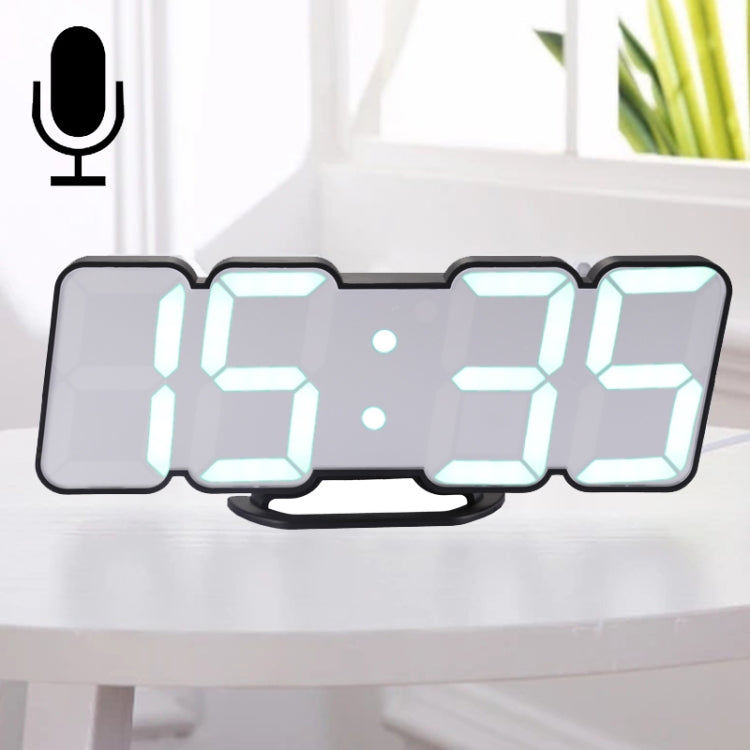 Modern 3D LED Sound Control Colorful Digital Alarm Clock Adjust Brightness Electronic Wall Glowing Hanging Clock with Remote Control, 9001 Black, 9001 White 9001 Black Black