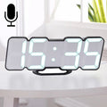 Modern 3D LED Sound Control Colorful Digital Alarm Clock Adjust Brightness Electronic Wall Glowing Hanging Clock with Remote Control, 9001 Black, 9001 White 9001 Black Black