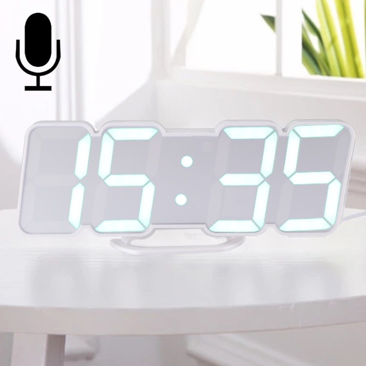 Modern 3D LED Sound Control Colorful Digital Alarm Clock Adjust Brightness Electronic Wall Glowing Hanging Clock with Remote Control, 9001 Black, 9001 White – Durable Build, Easy to Use 9001 White White