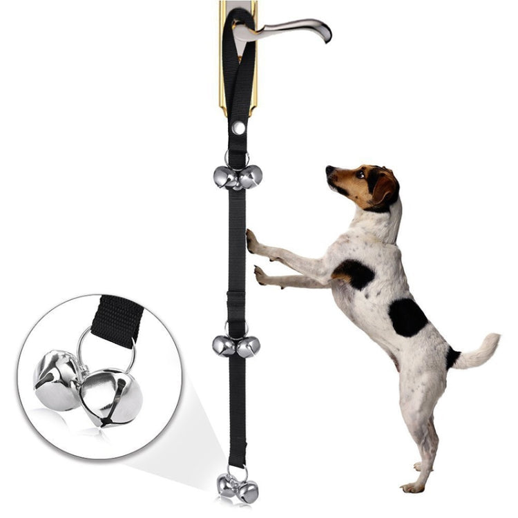 Pet Dog Training Bell Nylon Rope Traction Rope Doorbell Leash Dog Anti-lost Bell with 7 Bells Black
