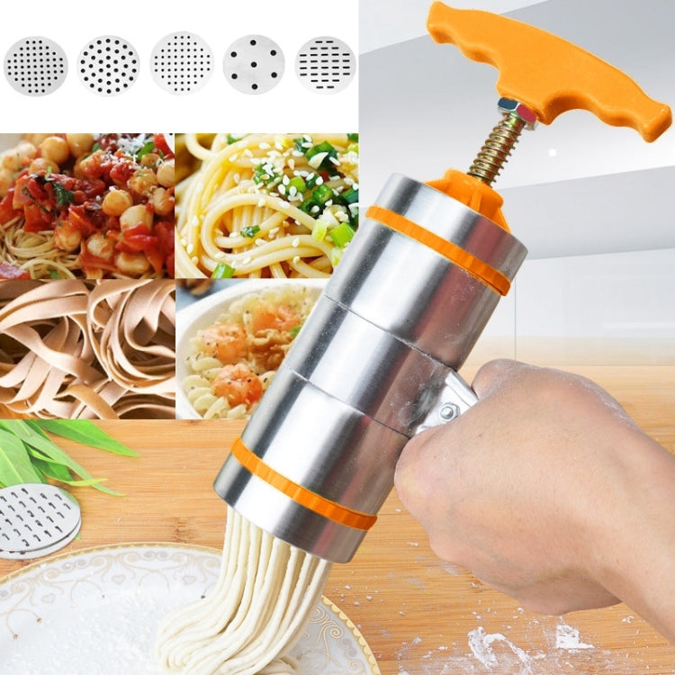 5 Molds Household Manually Small Stainless Steel Pressing Style Handhold Noodle Machine, 5 Molds 5 Molds Orange