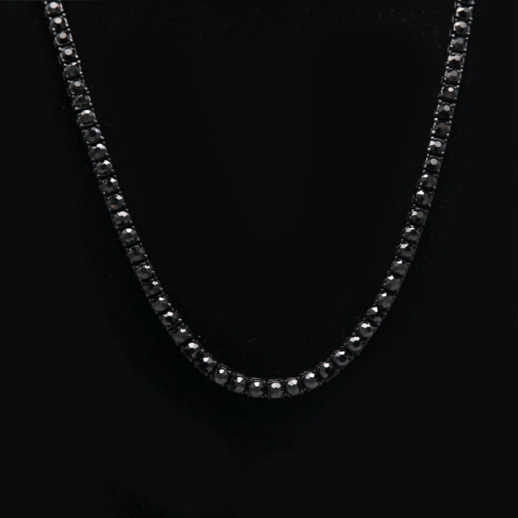 Mens Hip Hop Punk 1 Row Crystal Inlaid Alloy Necklace Chain, Size: 20 inch, Size: 20 inch Size: 20 inch Black