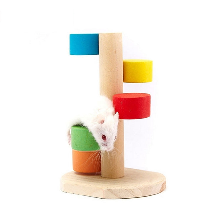 Pet Natural Wood Hamster Colorful Scaling Step Ladder Platform Toy for Small Pets, Scaling Step Ladder Platform Scaling Step Ladder Platform
