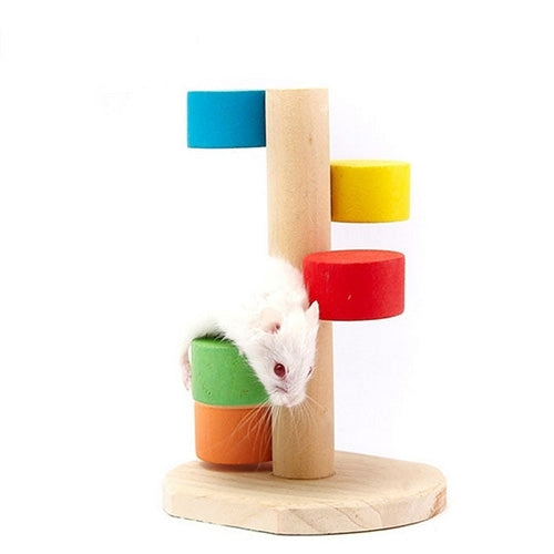 Pet Natural Wood Hamster Colorful Scaling Step Ladder Platform Toy for Small Pets, Scaling Step Ladder Platform