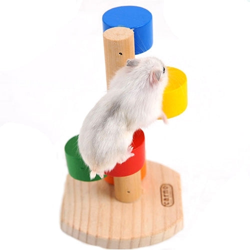 Pet Natural Wood Hamster Colorful Scaling Step Ladder Platform Toy for Small Pets, Scaling Step Ladder Platform