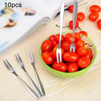 10 PCS Stainless Steel Fruit Fork Creative Environmental Small Fruit Prong, 10 PCS Fruit Fork – Durable Build, Easy to Use 10 PCS Fruit Fork