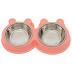 2 in 1 Stainless Steel Bowls, Anti-slippery Mat Cartoon Shape Detachable Pets Bowls, Random Color Delivery, 2 in 1 Cartoon Shape Pets Bowls