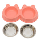 2 in 1 Stainless Steel Bowls, Anti-slippery Mat Cartoon Shape Detachable Pets Bowls, Random Color Delivery, 2 in 1 Cartoon Shape Pets Bowls