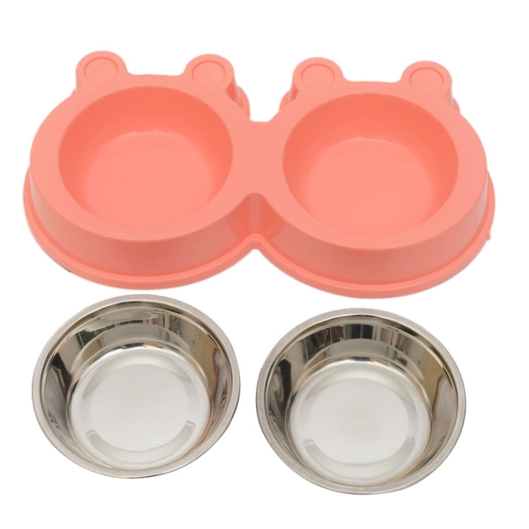 2 in 1 Stainless Steel Bowls, Anti-slippery Mat Cartoon Shape Detachable Pets Bowls, Random Color Delivery, 2 in 1 Cartoon Shape Pets Bowls