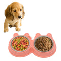 2 in 1 Stainless Steel Bowls, Anti-slippery Mat Cartoon Shape Detachable Pets Bowls, Random Color Delivery, 2 in 1 Cartoon Shape Pets Bowls 2 in 1 Cartoon Shape Pets Bowls Pink