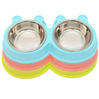 2 in 1 Stainless Steel Bowls, Anti-slippery Mat Cartoon Shape Detachable Pets Bowls, Random Color Delivery, 2 in 1 Cartoon Shape Pets Bowls