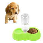 Pumpkin Shape Dog Cat Food Dish + Drinking Water Double Bowls with Automatic Water Dispenser, Size: S, Size: S Green, Size: S Magenta Size: S Green Green