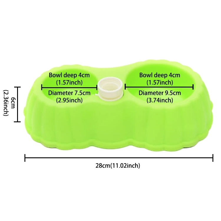 Pumpkin Shape Dog Cat Food Dish + Drinking Water Double Bowls with Automatic Water Dispenser, Size: S, Size: S Green, Size: S Magenta