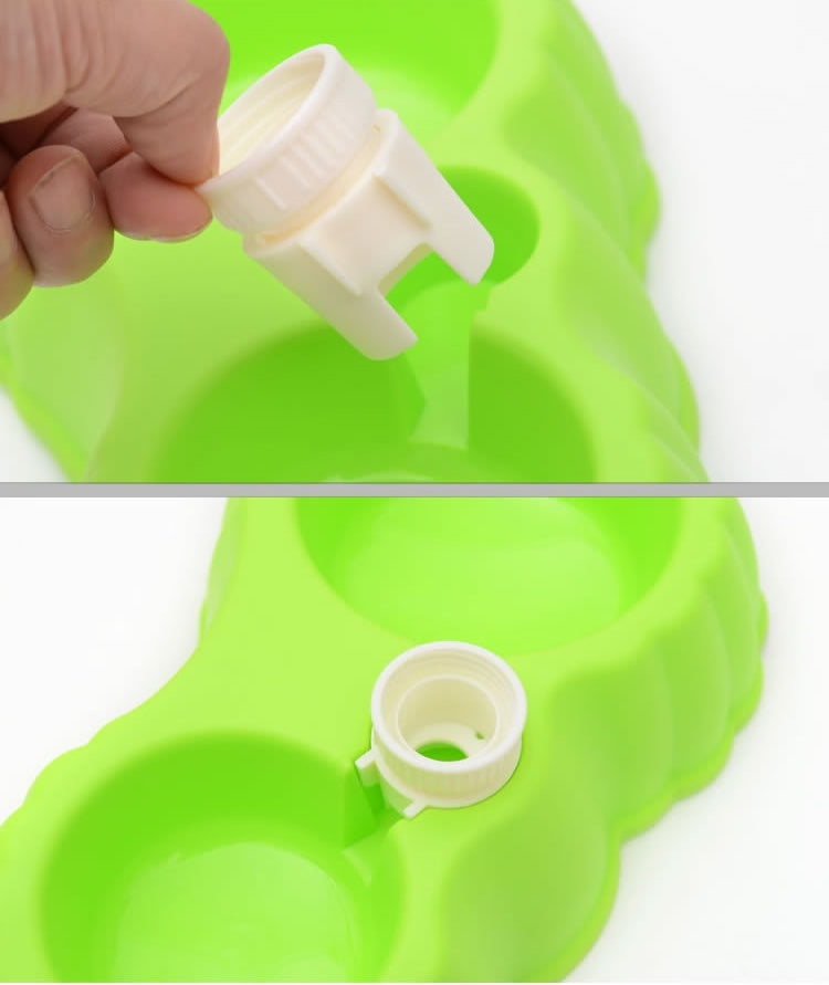 Pumpkin Shape Dog Cat Food Dish + Drinking Water Double Bowls with Automatic Water Dispenser, Size: S, Size: S Green, Size: S Magenta